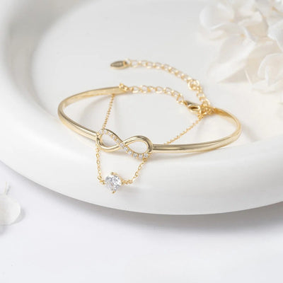 925 Sterling Silver Infinity Bracelet with Zirconia Gold