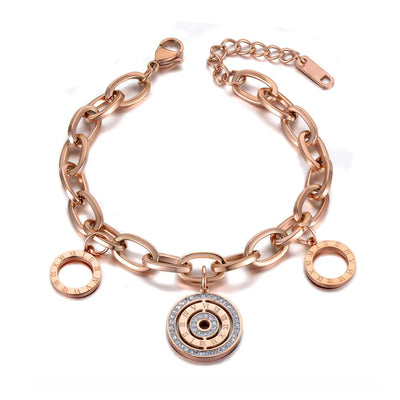 Elegantes Fußkettchen aus Edelstahl in Roségold mit 3D-Kreisen