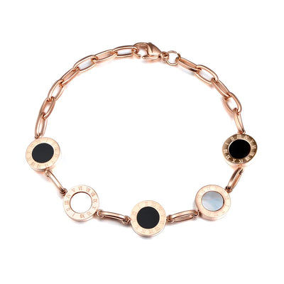 Elegantes Fußkettchen aus Edelstahl in Roségold mit 3D-Kreisen