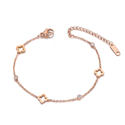 Elegantes Fußkettchen aus Edelstahl in Roségold mit 3D-Kreisen