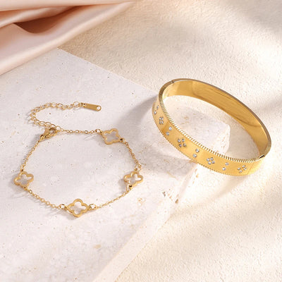 Lucky Charm – Glücksklee-Schmuckset in Goldoptik