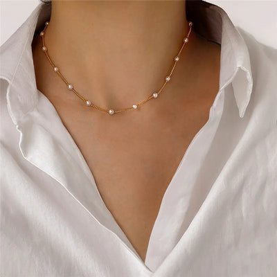 Eternal Pearl – Elegante Perlenkette mit Goldkette, verstellbar & hochwertig