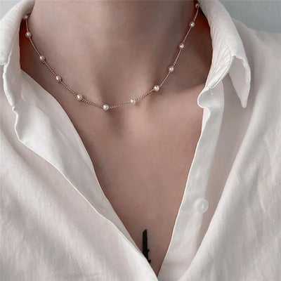 Eternal Pearl – Elegante Perlenkette mit Goldkette, verstellbar & hochwertig