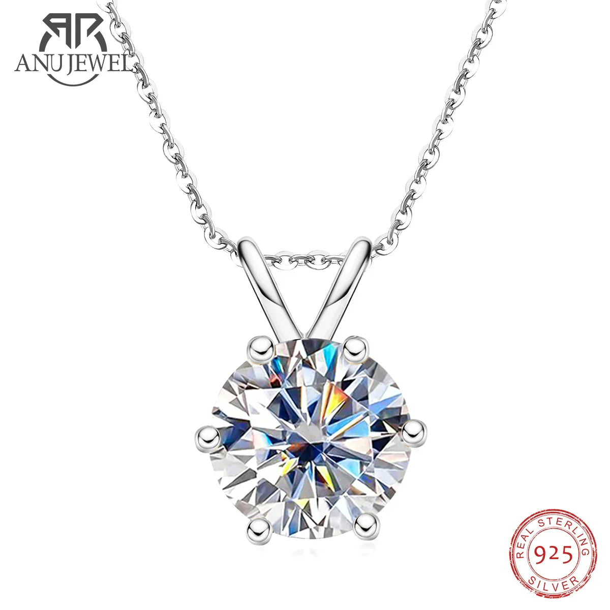 Diamond Shine Sterling Silver solitaire pendant featuring a sparkling zirconia stone in a V-shaped setting.