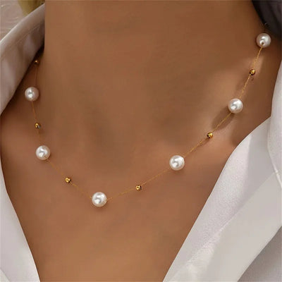 Eternal Pearl – Elegante Perlenkette mit Goldkette, verstellbar & hochwertig