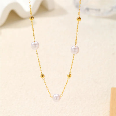 Eternal Pearl – Elegante Perlenkette mit Goldkette, verstellbar & hochwertig