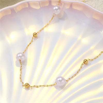 Eternal Pearl – Elegante Perlenkette mit Goldkette, verstellbar & hochwertig