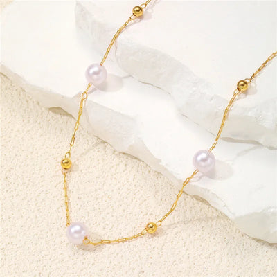 Eternal Pearl – Elegante Perlenkette mit Goldkette, verstellbar & hochwertig